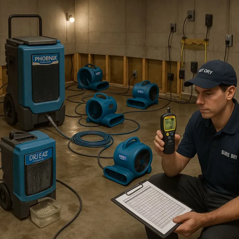 Structural Drying and Dehumidification process in Kingman, KS